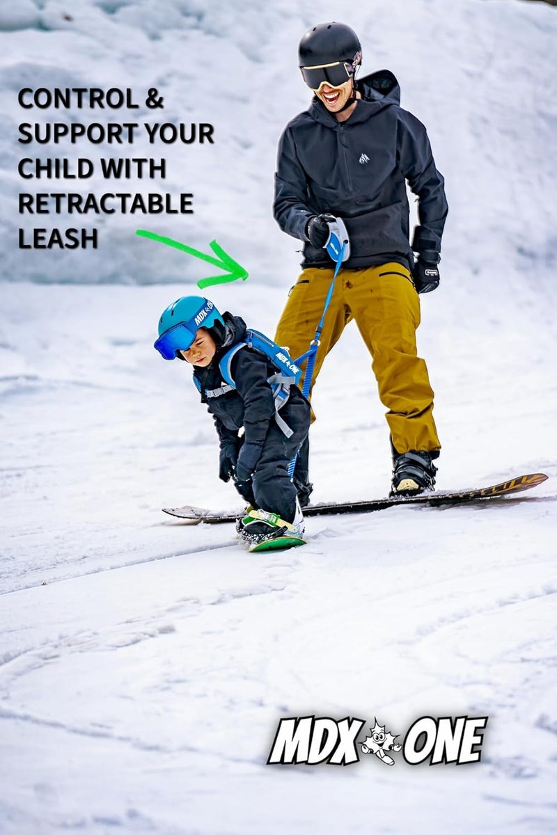 MDXONE Kids Ski & Snowboard Harness Trainer – Retractable Leash, Shock Bungees & Removable Seat - Image 4